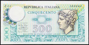Itálie, 500 lir 1974
