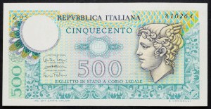 Itálie, 500 lir 1974
