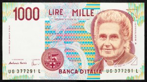 Włochy, 1000 lirów 1990