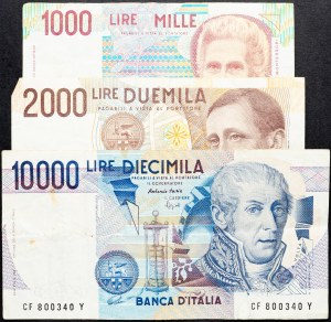 Italia, 1000, 2000, 10000 Lire 1990, 1990, 1984