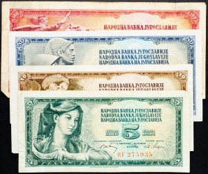 Jugoslavie, 5, 10, 50, 100 Dinara 1968, 1976