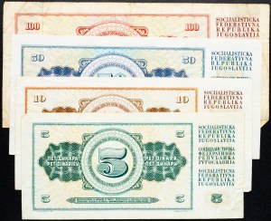 Juhoslávia, 5, 10, 50, 100 Dinara 1968, 1976