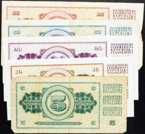 Jugoslavie, 5, 10, 20, 50, 100 Dinara 1968, 1978, 1981