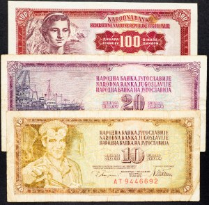 Juhoslávia, 10, 20, 100 Dinara 1978, 1974, 1955