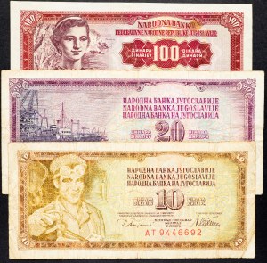 Jugoslavia, 10, 20, 100 Dinara 1978, 1974, 1955