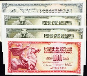 Jugoslavie, 100, 500, 1000 Dinara 1978