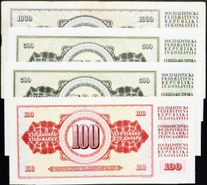 Jugoslavia, 100, 500, 1000 Dinara 1978