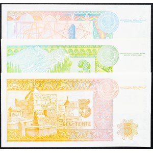 Kazakhstan, 1, 3, 5 Tenge 1993