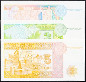 Kazachstán, 1, 3, 5 tenge 1993