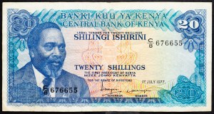Keňa, 20 šilingov 1977