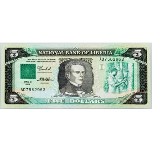 Liberia, 5 Dollars 1989
