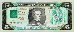 Liberia, 5 Dollars 1989