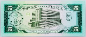 Libéria, 5 dollars 1991