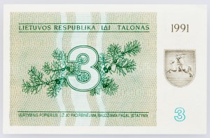 Lithuania, 3 Talonas 1991