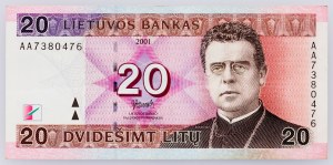 Lithuania, 20 Litai 2001