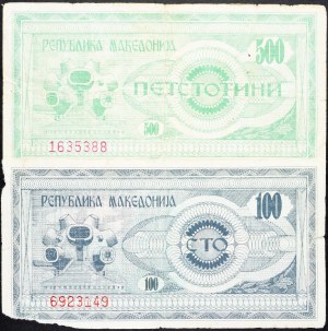 Macedonia, 100, 500 denarów 1992