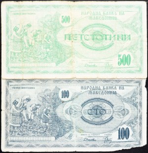 Makedonie, 100, 500 denárů 1992