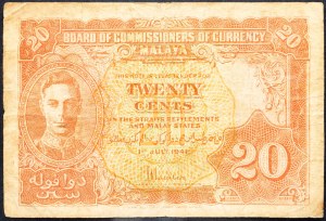 Malaysia, 20 Cents 1941