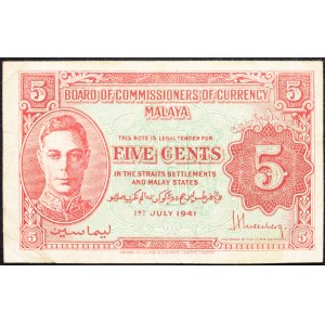 Malaysia, 5 Cents 1941