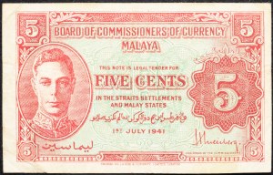 Malaisie, 5 Cents 1941