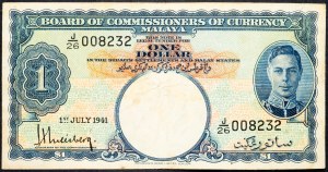 Malaysia, 1 Dollar 1941