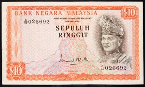 Malezja, 10 ringgitów 1967-1972