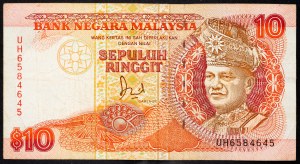 Malezja, 10 ringgitów, 1989 r.