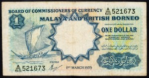 Malaysia and British Borneo, 1 Dollar 1959
