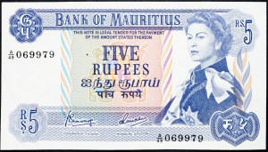 Mauritius, 5 Rupees 1967