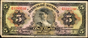 Mexiko, 5 pesos 1937