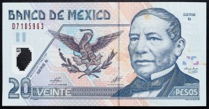Mexique, 20 pesos 2001
