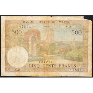 Morocco, 500 Francs 1949