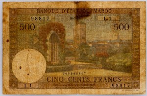 Maroko, 500 franków 1950