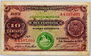 Mozambik, 10 centavos 1914 r.