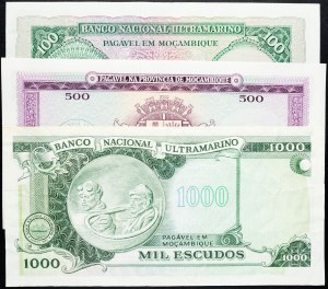 Mosambik, 100, 500, 1000 escudos 1961, 1967, 1972