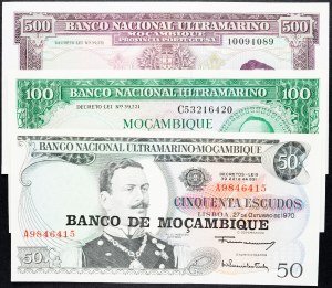 Mozambico, 50, 100, 500 Escudos 1970, 1961, 1967