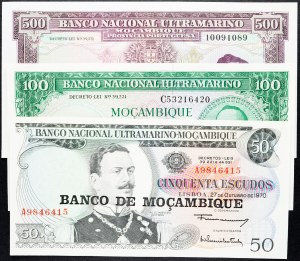 Mozambique, 50, 100, 500 Escudos 1970, 1961, 1967