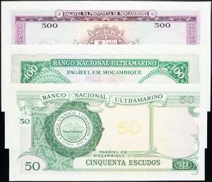 Mosambik, 50, 100, 500 escudos 1970, 1961, 1967