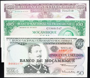 Mozambico, 50, 100, 500 Escudos 1970, 1961, 1967
