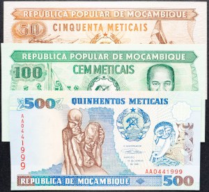 Mozambik, 50, 100, 500 Meticais 1986, 1980, 1991