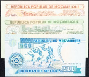 Mozambique, 50, 100, 500 Meticais 1986, 1980, 1991