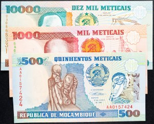 Mozambik, 500, 1000, 10000 meticais 1991