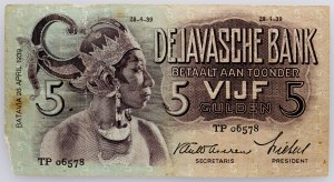 Holenderskie Indie Wschodnie, 5 Gulden 1939