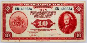 Indie Orientali Olandesi, 10 Gulden 1943