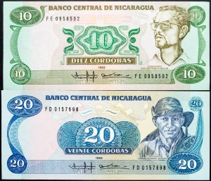 Nicaragua, 10, 20 Cordobas 1985