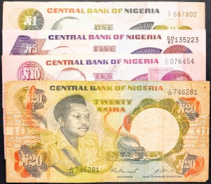 Nigeria, 1, 5, 10, 20 naira 1984-2001