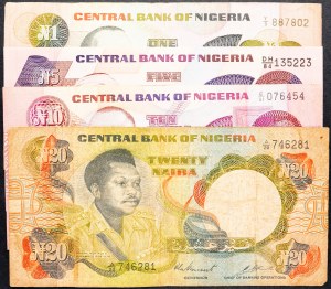 Nigeria, 1, 5, 10, 20 Naira 1984-2001
