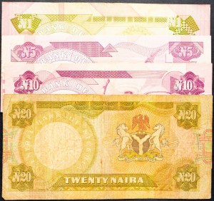 Nigeria, 1, 5, 10, 20 naira 1984-2001