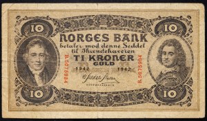 Norwegia, 10 koron 1942
