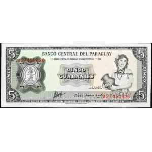 Paraguay, 5 Guaranies 1952